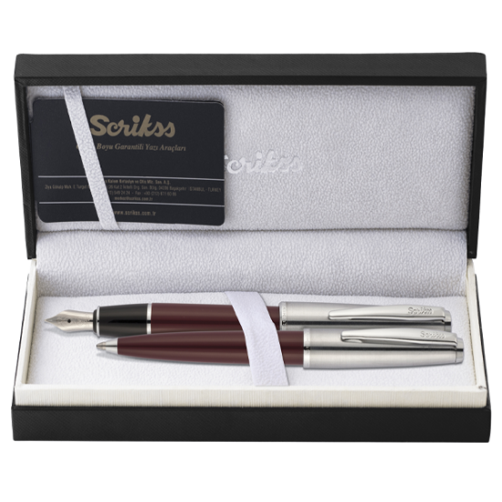 Scrikss Takım Kalem Dolma+Tükenmez Bordo 78 resmi