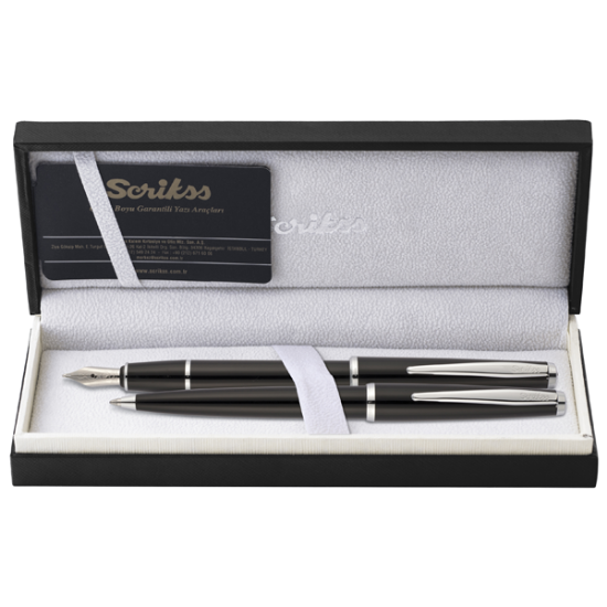 Scrikss Takım Kalem Dolma+Tükenmez Siyah 33 resmi