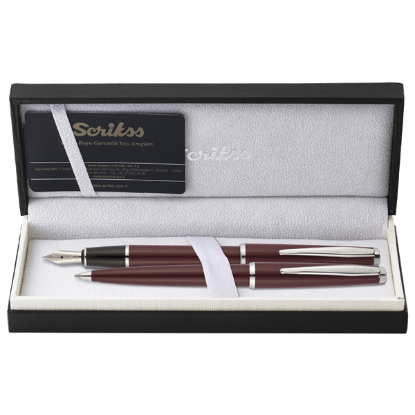 Scrikss Takım Kalem Dolma+Tükenmez Bordo 33 resmi