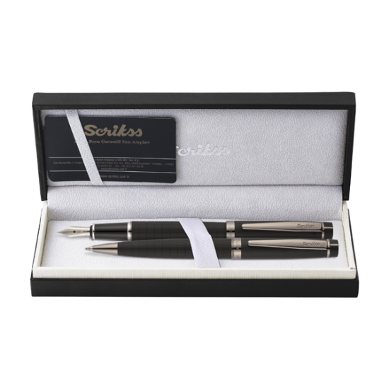 Scrikss Takım Kalem Dolma+Tükenmez Mat Siyah 38 resmi