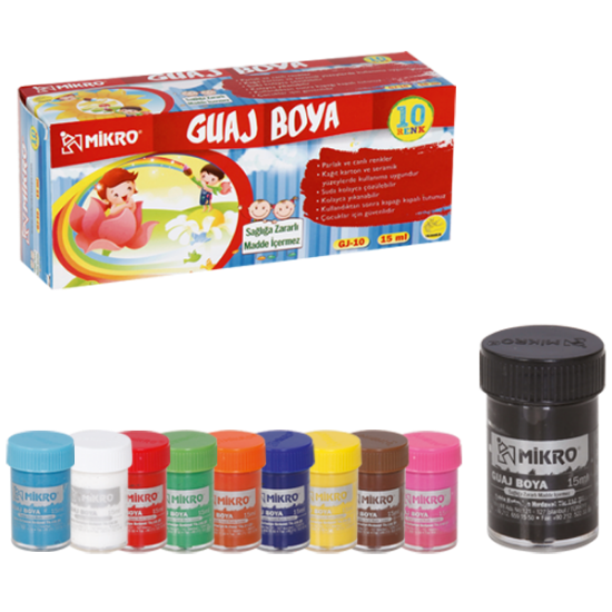 Mikro Guaj Boya Şişe 10 Renk 15 ML GJ-10 resmi