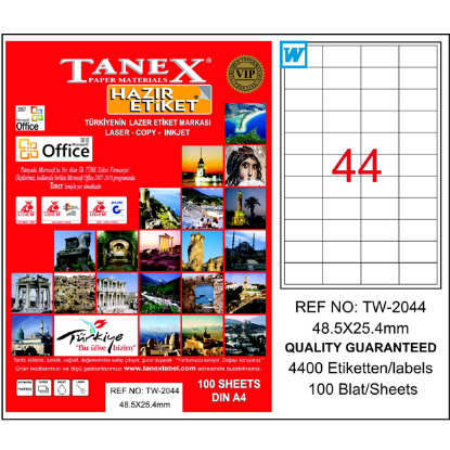 Tanex Laser Etiket 100 YP 48x25 MM Laser-Copy-Inkjet TW-2044 resmi