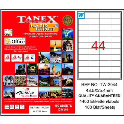 Tanex Laser Etiket 100 YP 48x25 Laser-Copy-Inkjet TW-2044 resmi