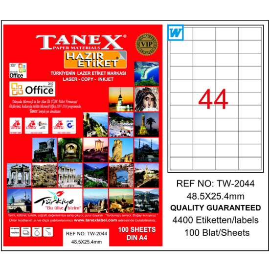 Tanex Laser Etiket 100 YP 48x25 Laser-Copy-Inkjet TW-2044 resmi