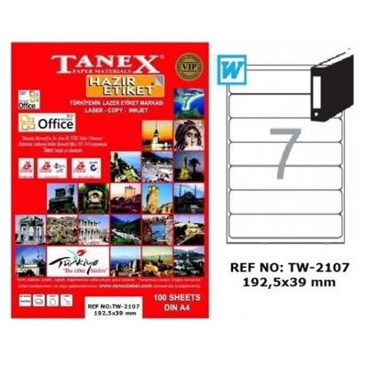 Tanex Laser Etiket 100 YP 192.5x39 Laser-Copy-Inkjet TW-2107 resmi