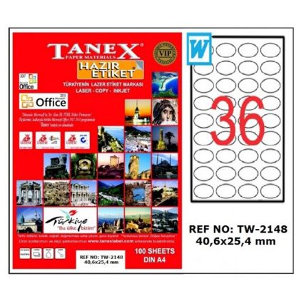 Tanex Laser Etiket 100 YP 40x25 MM Laser-Copy-Inkjet TW-2148 resmi
