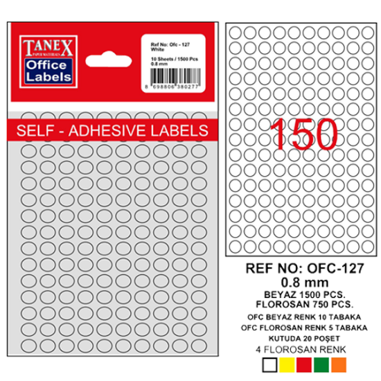 Tanex Ofis Etiketi Beyaz Ofc-127 (10 Adet) resmi