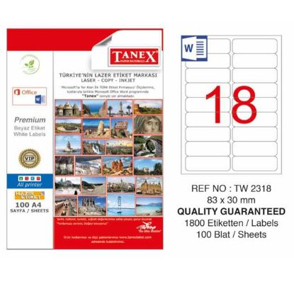 Tanex Laser Etiket 100 YP 83x30 Laser-Copy-Inkjet TW-2318 resmi