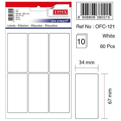 Tanex Ofis Etiketi Poşetli 34x67 MM Beyaz OFC-121 (10 Adet) resmi