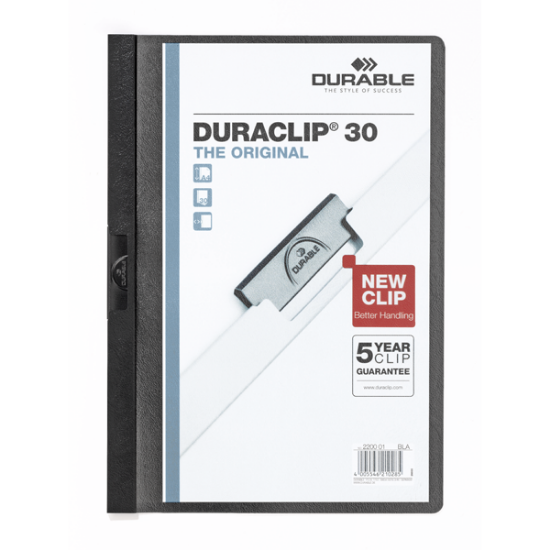 Durable Sıkıştırmalı Dosya DuraClip Ortadan Klipsli 30 Syf A4 Siyah 2200 resmi