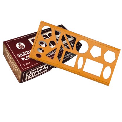 Yıldızlar Geometrik Şablon Cetvelli Atatürklü 25 CM 40 (24 Adet) resmi