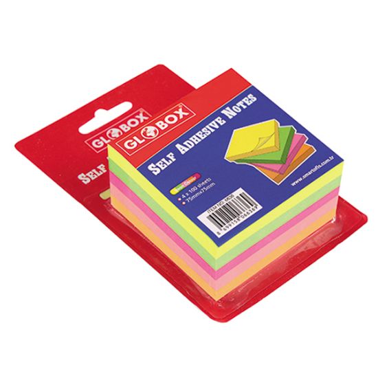 Globox Yapışkanlı Not Kağıdı 75x75 400 YP Neon Renk 6636 resmi