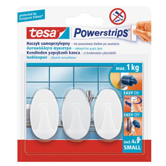 Tesa İz Bırakmadan Sökülebilir Askı Küçük Oval Beyaz, Powerstrıps® 3 Adtx0 (6 Adet) resmi
