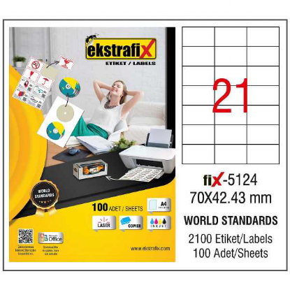 Ekstrafix Laser Etiket 70x42.43 Laser-Copy-Inkjet Fix-5124 resmi