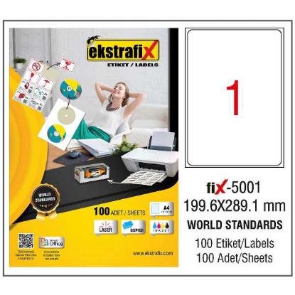 Ekstrafix Laser Etiket 199.6x289.1 Laser-Copy-Inkjet Fix-5001 resmi