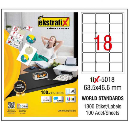 Ekstrafix Laser Etiket 63.5x46.6 Laser-Copy-Inkjet Fix-5018 resmi