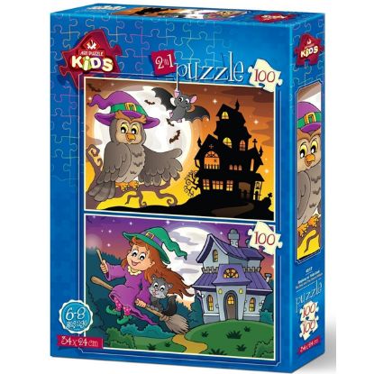 Art Puzzle 2x100 Parça Baykuş Ve Tatlı Cadı 4517 resmi