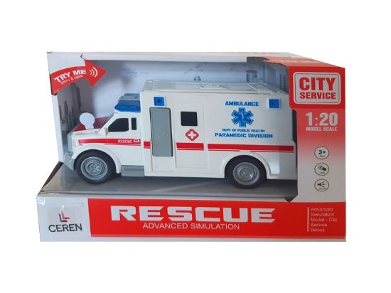 Ctoy Oyuncak Işıklı Ve Sesli Sürtmeli Ambulans 1:20 WY670A resmi