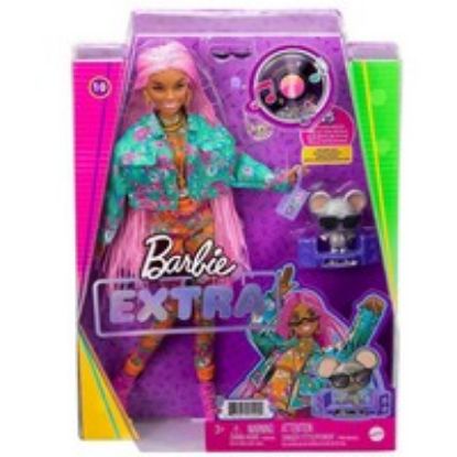 Barbie Extra Pembe Örgü Saçlı Bebek MTL-GXF09 resmi