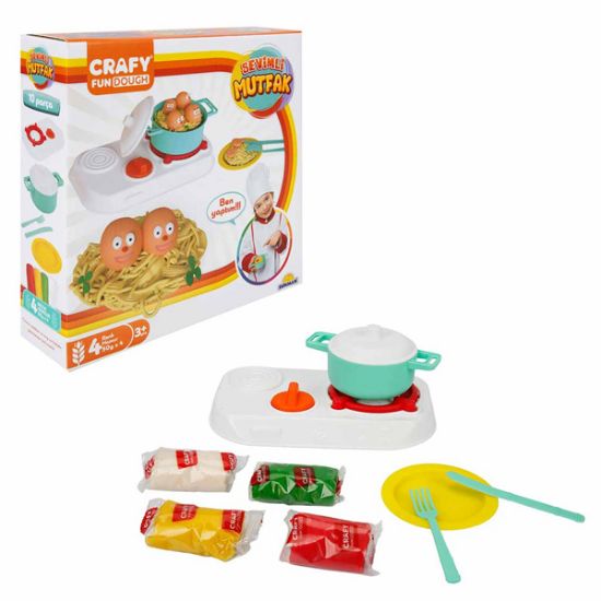 Sunman Oyuncak Crafy Oyun Hamur Setİ Sevimli Mutfak Hamurlu 200 GR 10 Parça S02002010 resmi
