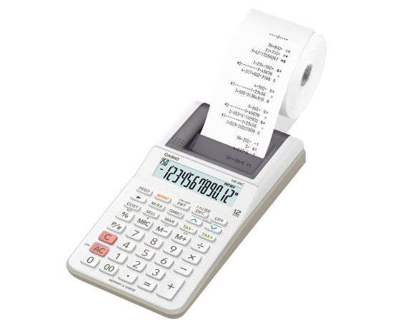 Casio HR-8RC-WE 12 Hane Beyaz Şeritli Hesap Makinesi resmi