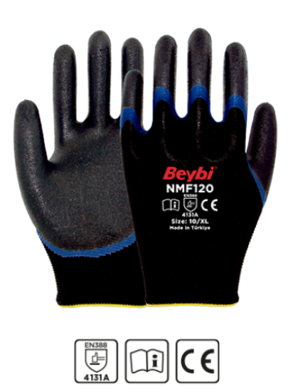 Beybi CNMF600D 9 Beden 12li Kesilmeye Dayanıklı Mikro Köpük 3/4 Nitril Kaplı Eldiven resmi