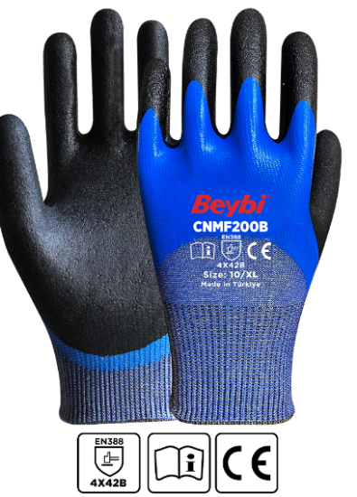Beybi CNMF200B 10 Beden 12li Kesilmeye Dayanıklı Mikro Köpük Nitril Kaplı Eldiven resmi