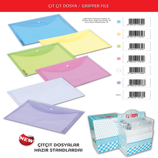 Abka Çıtçıtlı Dosya Mor (12 Adet) resmi