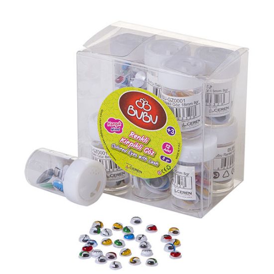 Bu-Bu Renkli Kirpikli Karışık Göz 8 GR BUBU-GZ0001 (12 Adet) resmi