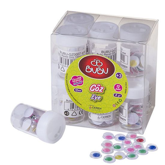 Bu-Bu Renkli Göz 12 MM 8 GR BUBU-GZ0007 (12 Adet) resmi