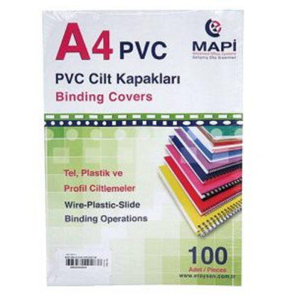 Mapi Cilt Kapağı Plastik Opak A4 160 MIC Şeffaf 2040250 (100 Adet) resmi