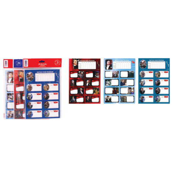 Keskin Color Okul Etiketi Atatürk Ders Programlı 3 LÜ 220131-99 resmi