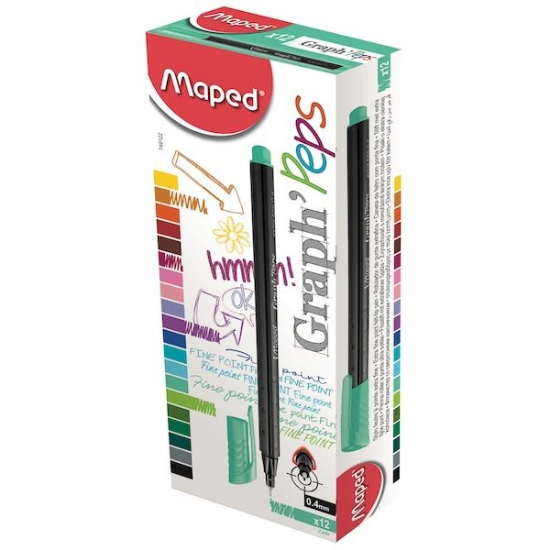 Maped Fineliner Graph Peps 0.4 MM Zümrüt Yeşili 12 Lİ 74912202 (12 Adet) resmi
