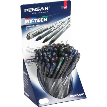 Pensan Tükenmez Kalem My-Tech 0.7 MM İğne Uç 8 Renk 60 LI Stand (60 Adet) resmi