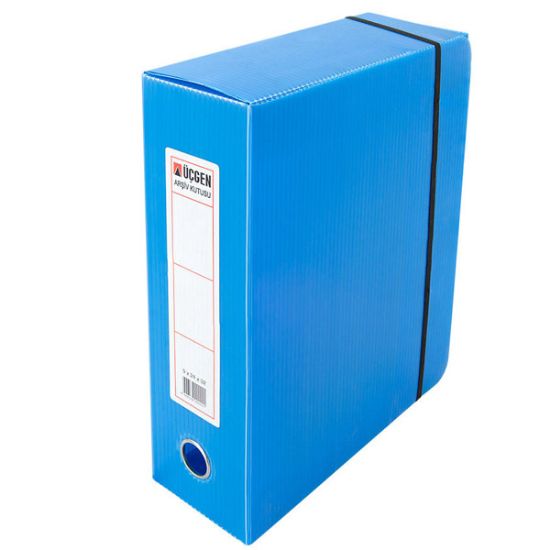 Üçgen Proje Kutusu Plastik Lastikli Geniş 24x32x9 Mavi (50 Adet) resmi