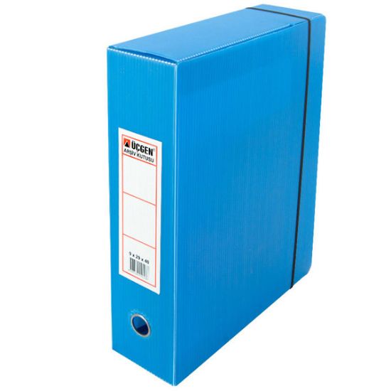 Üçgen Proje Kutusu Plastik Lastikli Battal 29x40x9 Mavi (50 Adet) resmi