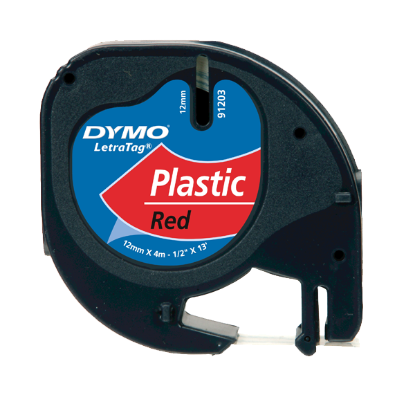 Dymo Letratag Şerit Plastik 12 MMx4 MT Kırmızı 91203 resmi