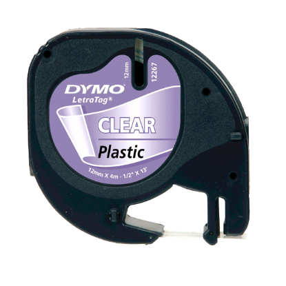 Dymo Letratag Şerit Plastik 12 MMx4 MT Şeffaf Üzerine Siyah 12267 resmi