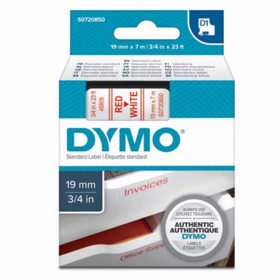 Dymo D1 Şerit Standart 19 MMx7 MT Beyaz Üzerine Kırmızı 45805 resmi