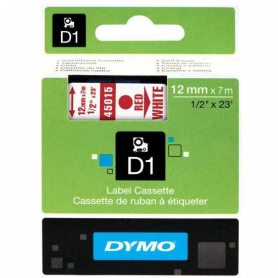 Dymo D1 Şerit Standart 12 MMx7 MT Beyaz Üzerine Kırmızı 45015 resmi