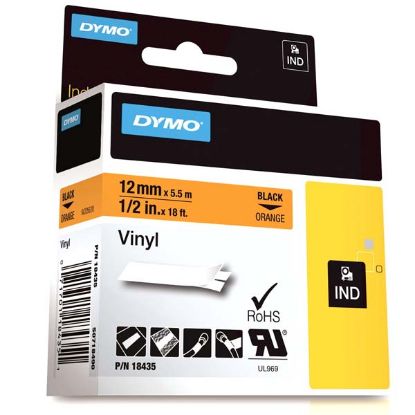 Dymo Rhino Pro Etiketi Renkli Vinil 12 MMx5.5 MT Turuncu Üzerine Siyah 18435 (1 Adet) resmi