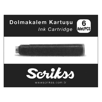 Scrikss Dolma Kalem Kartuşu 6 LI Siyah (6 Adet) resmi