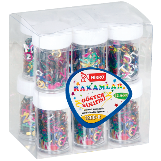 Mikro Elişi Pulu Boncuk Rakam GG1208-R (12 Adet) resmi