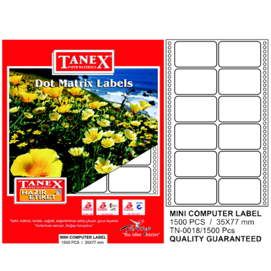 Tanex Sürekli Form Etiket 1500 LÜ 35x77 TN 0018 resmi