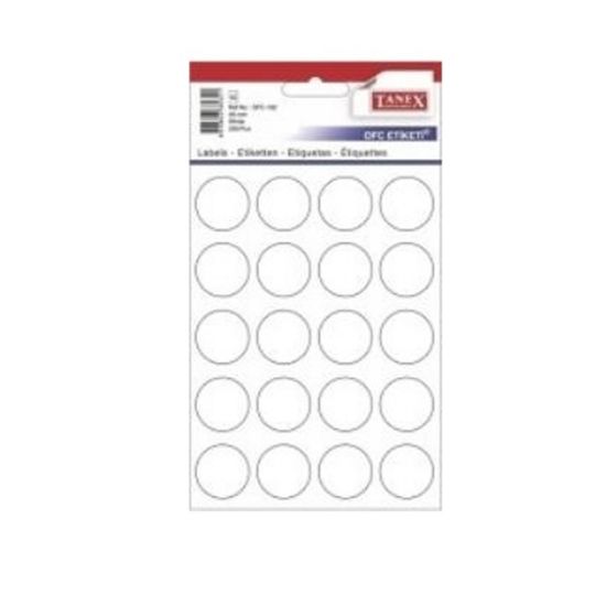 Tanex Ofis Etiketi Poşetli Yuvarlak 25 MM Beyaz OFC-132 (10 Adet) resmi