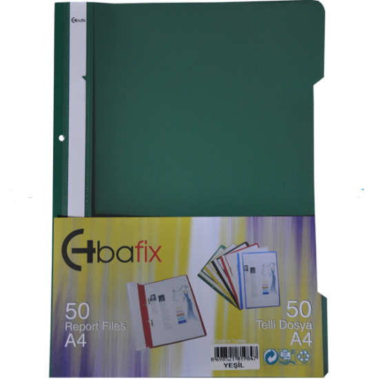 Bafix Telli Dosya Plastik XL Yeşil A4 (50 Adet) resmi