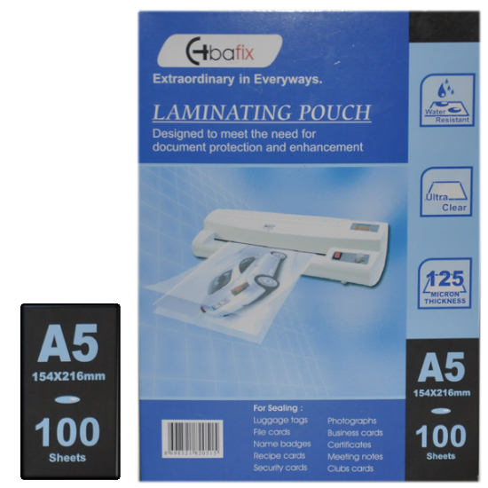 Bafix Laminasyon Filmi A5 125 MIC 216x155 (100 Adet) resmi