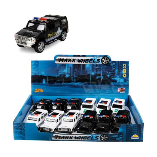 Sunman Oyuncak Maxx Wheels Işıklı Polis Jeep Model Arabalar 12 Cm (12 Adet) resmi