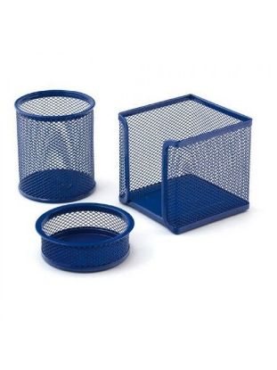 Mas Masa Seti Ataşlık-Kağıtlık-Kalemlik 3 LÜ Metal Perforeli Mavi 505 resmi