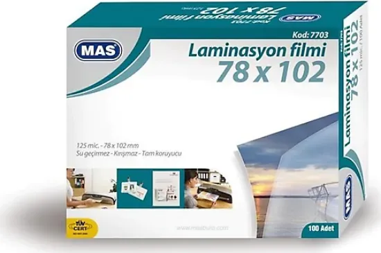 Mas Laminasyon Filmi Parlak 78x102 125 MİC 7703 (100 Adet) resmi